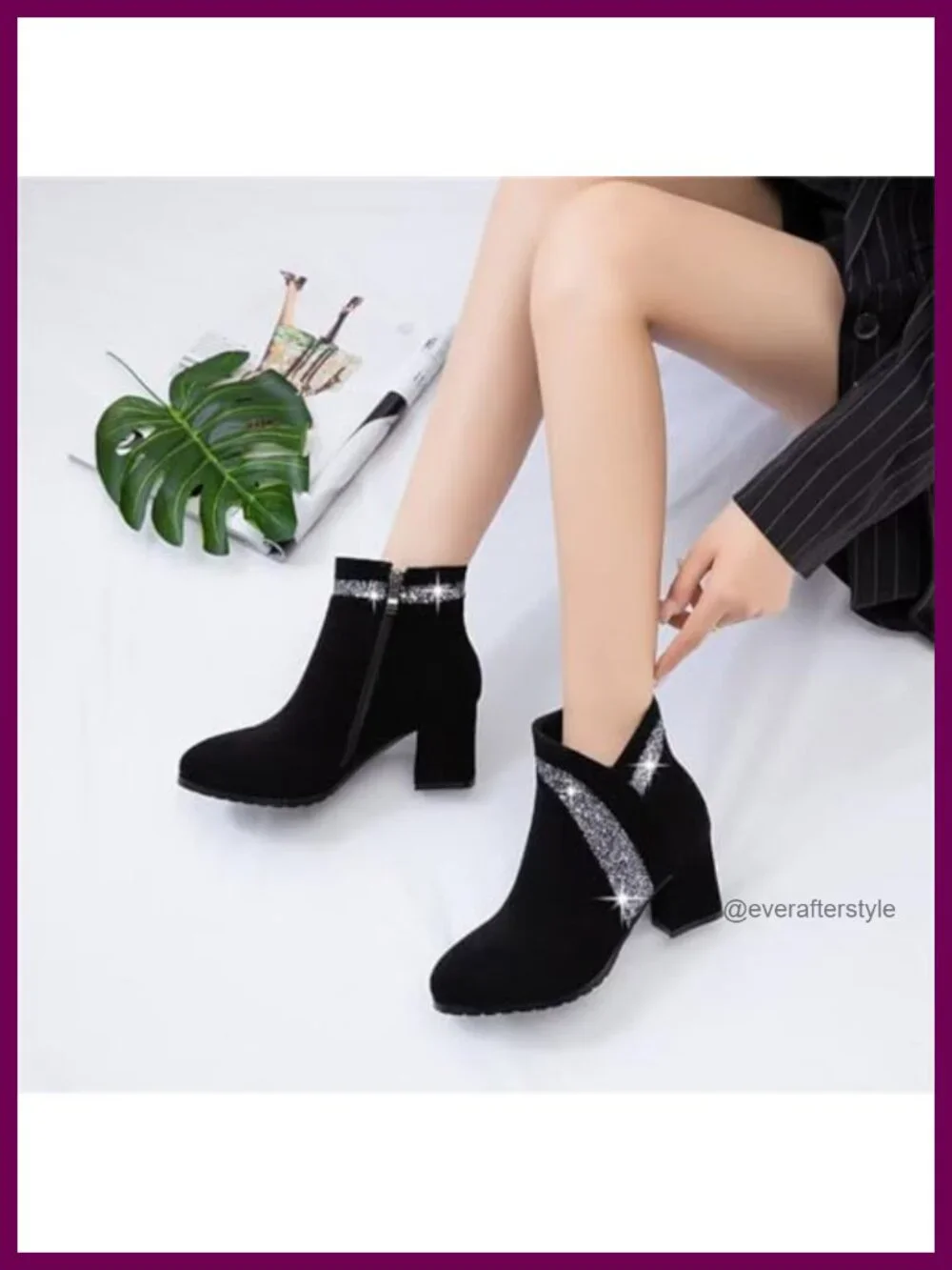 Faux Suede Chunky Heel Ankle Booties Side Zipper Block Heel Dress Boots